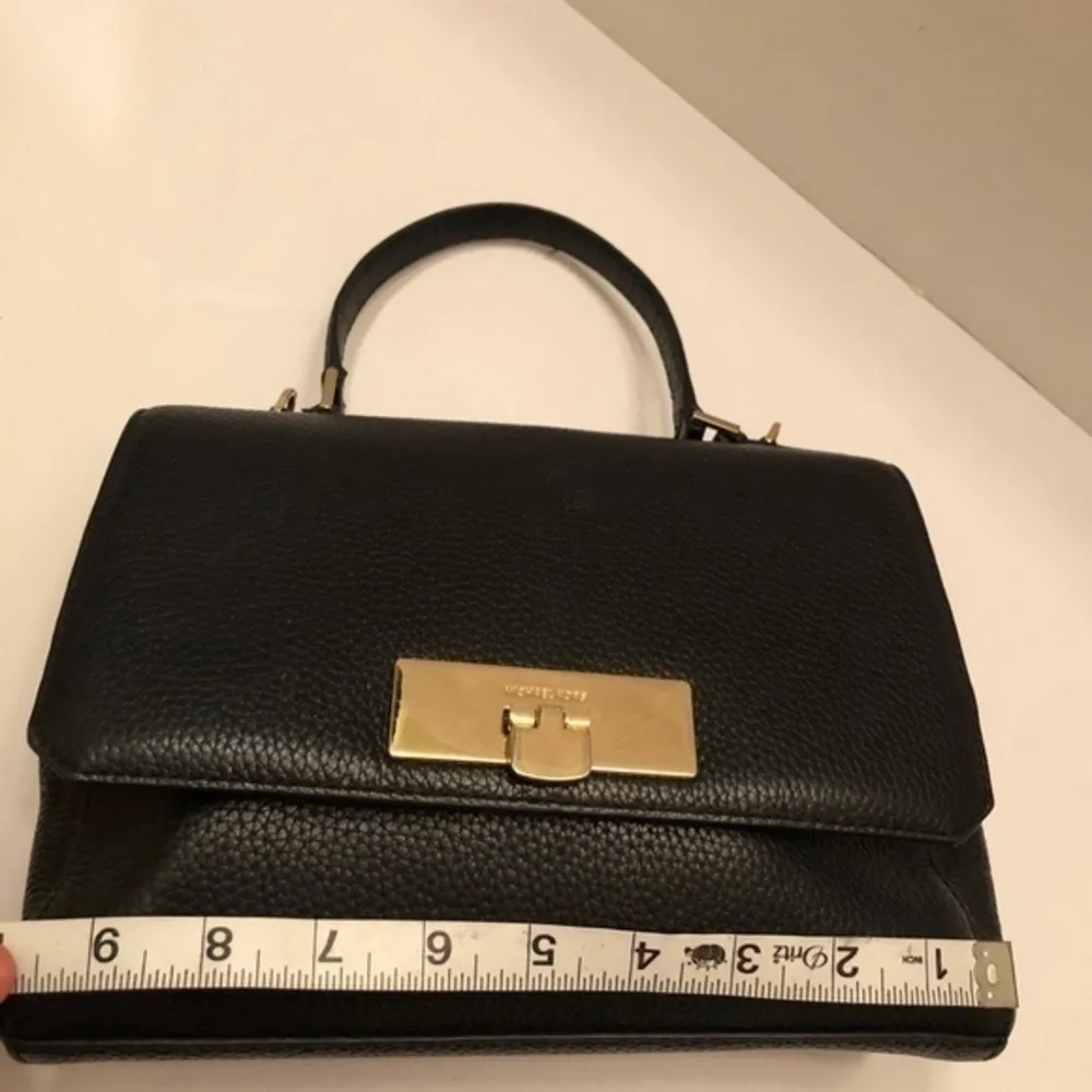 Michael kors black leather top handle bag